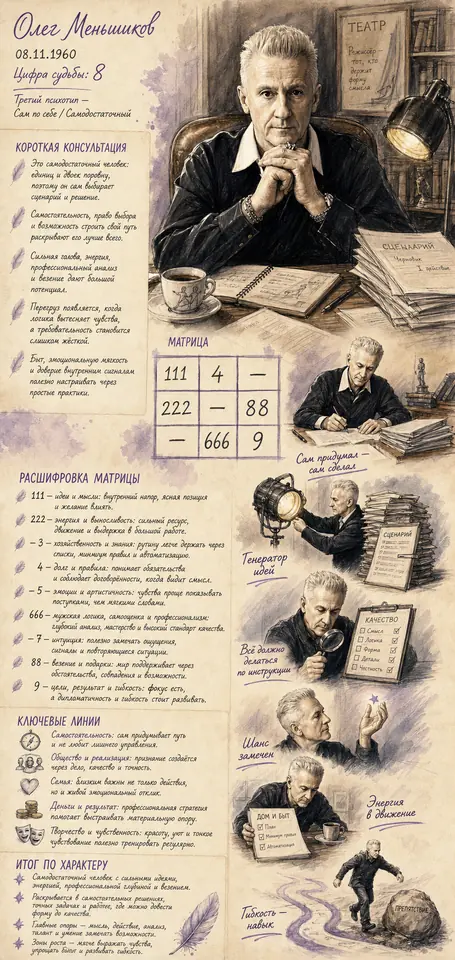 Нумерологический постер: Олег Меньшиков