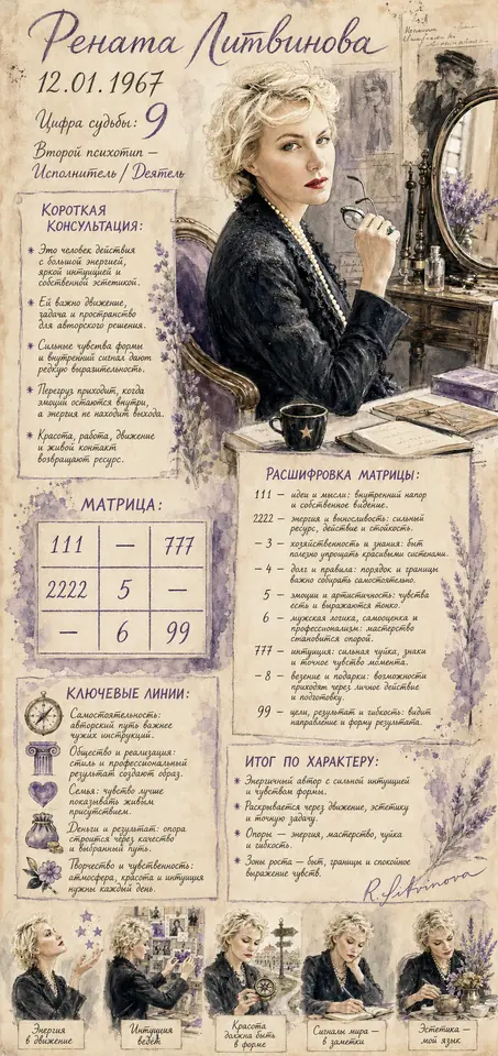 Нумерологический постер: Рената Литвинова