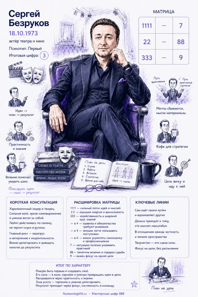 Нумерологический постер: Сергей Безруков