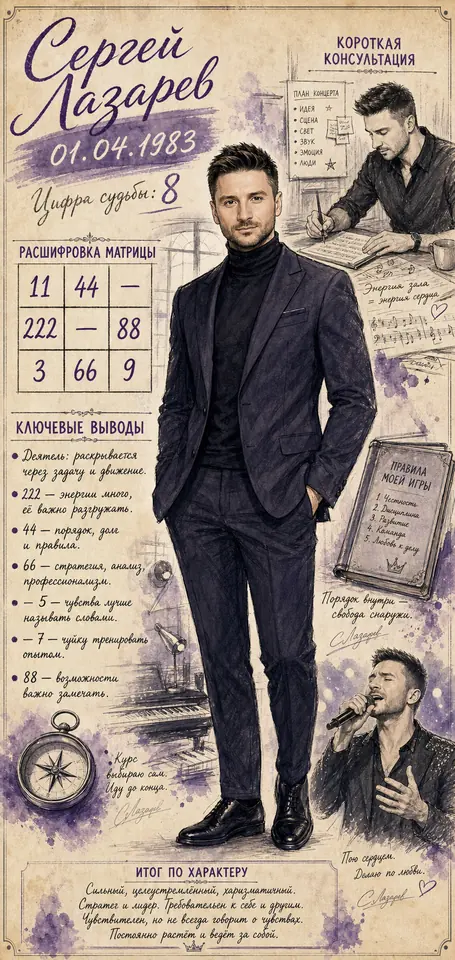 Нумерологический постер: Сергей Лазарев